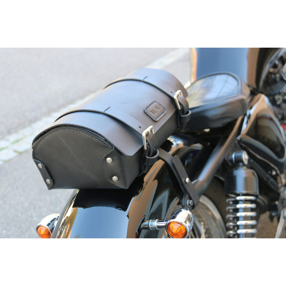 Personalisierbarer Kofferraum Motorrad aus Leder schwarz